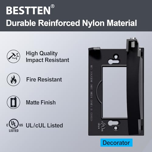 BESTTEN 3 PK 1-Gang Outdoor Outlet Wall Plate Cover, Standard Size, Black