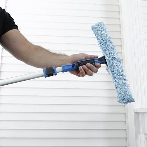 Unger Professional Connect and Clean Total Pro Cleaning Kit, All-in-One Household Window Washing with Streak-Free Results, Includes 12” Squeegee, 14” Scrubber Washer, Telescopic Pole Extends Up to 6’