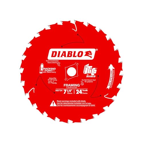 Diablo Framing Saw Blade for Wood - 7-1/4" x 24-Tooth, Thin Kerf - size: 5/8" Arbor x 7-1/4" Dia