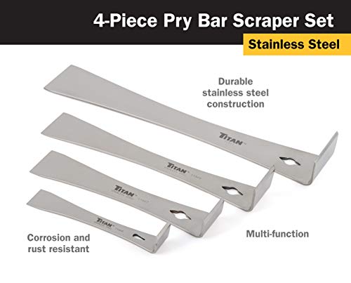 Titan 17009 4-Piece Stainless Steel Pry Bar Scraper Set - size: 4 Piece Set