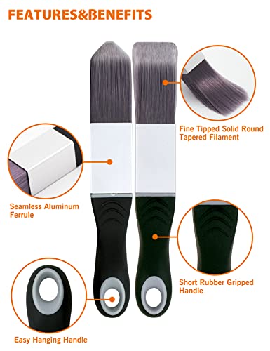 ROLLINGDOG Paint Brush for Trim Edging Paint Brush 2PC - color: 2pc Detail Brush Set