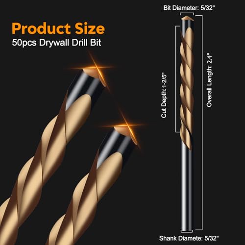 50Pcs Drywall Cutting Tools 5/32" Guide Point Cutting Bits,Drywall Bit Drywall Guide Point Cutting Bits,Used for with Spiral Saw and Power Tools - size: 5/32 in