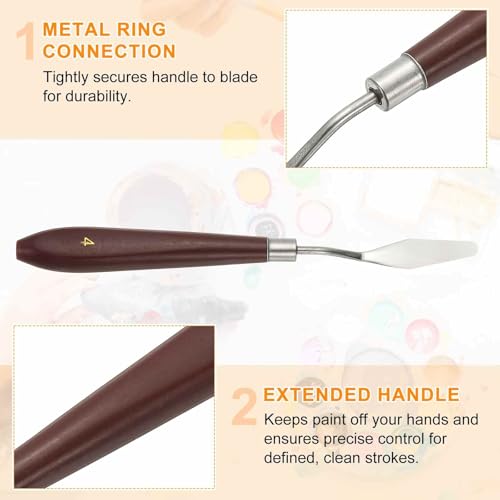 HARFINGTON 2pcs Palette Knife Painting Tool 1.77" x 0.55" Stainless Steel Art Spatula Pallet Knives Scrapers Tools with Plastic Handle for Acrylic Oil Canvas Mixing Spreading, Red/Silver - size: 1.77" x 0.55"