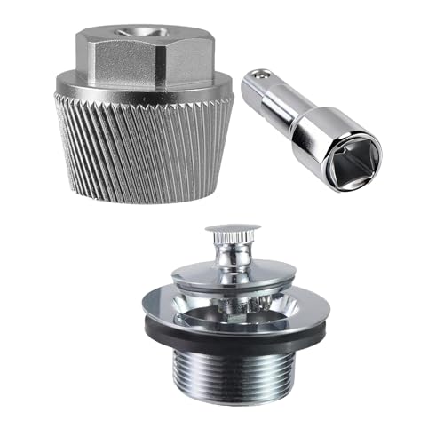 1.5 Inch Tub Drain Extractor Tool 05255 with Lift-n-Turn Drain Stopper - color: Silver, size: Tub Drain Kit