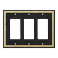 Pearled Frame Decorative Wall Plate Switch Plate Outlet Cover (Triple Decorator, Black & Dark Golden) - style: Triple Decorator