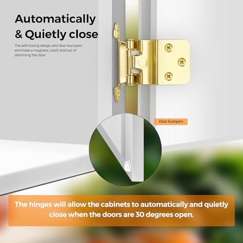Ravinte 3/8" Inset Gold Cabinet Hinges 10 Pack (5 Pairs) - color: Gold