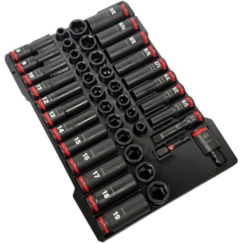 Insert Organizer Compatible with Low Profile Milwaukee Packout (48-22-8436) and 3/8" Shockwave Impact 43-Piece Socket Set (49-66-7009) Insert Only