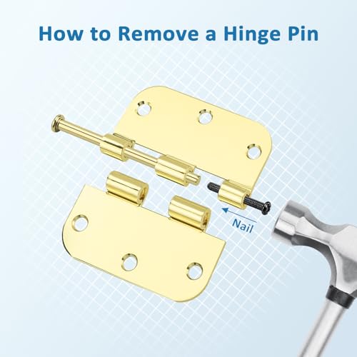 KNOBWELL 3.5" x 3.5" Polished Brass Door Hinges, Gold Door Hinges, 30 Pack - color: Polished Brass