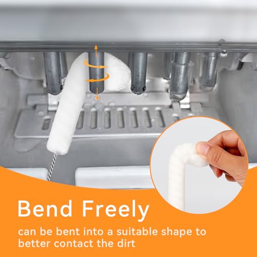 Crevice Cleaning Brush, Small Cleaning Brush Tight Spaces, 10 Pcs Ice Maker Cleaner Tools with Scrub Sponge, Ice Machine Cleaner Brush Sets
