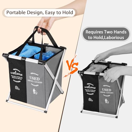 Foldable Shoe Covers Dispenser Box Storage with 10 Shoes Covers Disposable - color: Black, Gray