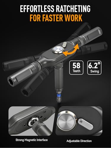 KELIN 78 IN 1 Magnetic Ratchet Screwdriver Set with Detachable T Handle - color: Black, size: 78 PCS