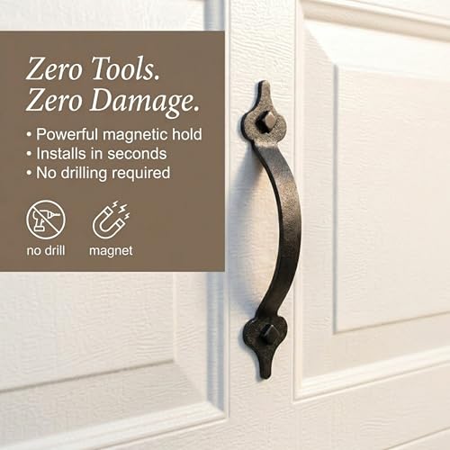 Household Essentials Garage Handle and Hinge Magnets – Decorative Magnetic Hardware Steel Doors, Easy Installation, Durable & Weatherproof, Set of 6 - size: Pack of 1, style: Standard Hinges