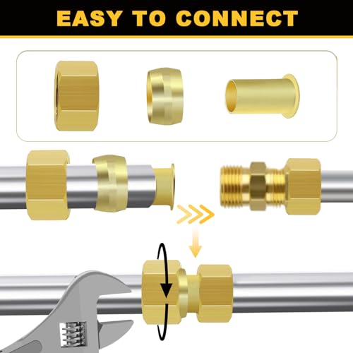 Siptenk 255PCS Brass Compression Sleeves Ferrules Inserts Nuts Fittings - color: 255PCS Sleeves Ferrules Inserts Nuts
