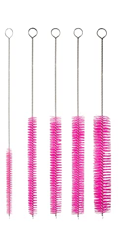 10" Extra Long Tube Brush Set - Large 5 Pack - Pink - color: Pink, size: Large 5 Pack (8mm 12mm 16mm 20mm 24 mm)
