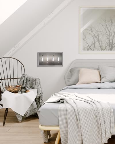 2-Pack Quad Toggle Light Switch Cover Plate, Heirloom Silver - color: Heirloom Silver, size: Quad Toggle 2PK