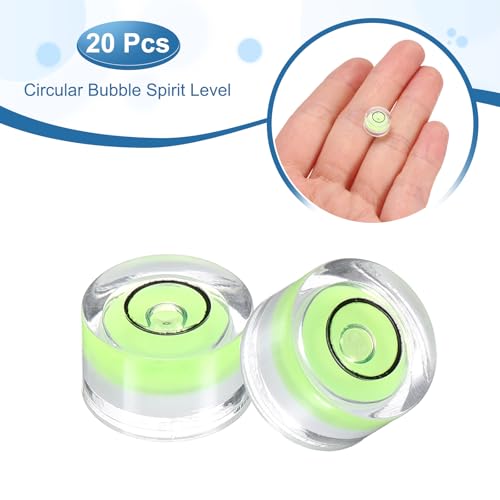 HARFINGTON 20pcs Circular Bubble Spirit Level 10x6mm Mini Round Bubble Spirit Level Little Measuring Layout Tools for TV Industrial Carpentry Picture Frame, Green/Black - color: Green/Black, size: 10x6mm