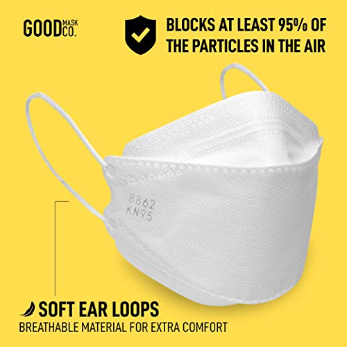 Good Mask Co. Good Comfort KN95, Disposable KN95, Folding, Comfortable, Bulk Face Masks (25 Pack of Masks, White) - color: Adult - 25pk - White