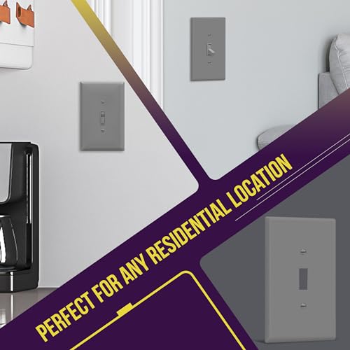 ENERLITES Toggle Light Switch Wall Plate, Gloss Finish, Jumbo Switch Cover, Oversized 1-Gang 5.5" x 3.5", Unbreakable Polycarbonate Thermoplastic, 8811O-GY, Gray - color: Gray, size: Over-Size