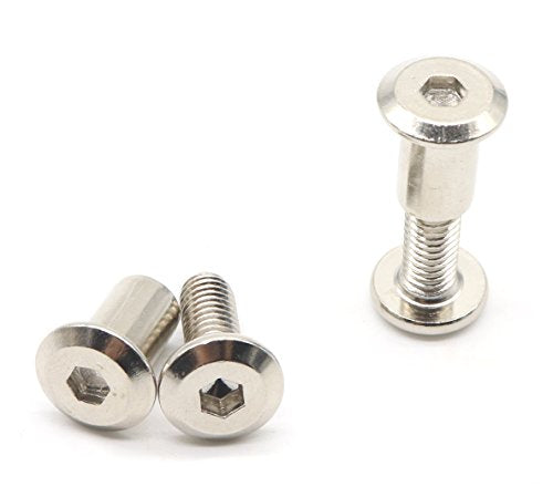 10-Set M6x25mm Rivet Countersunk Hex Socket Cap Bolts and Hex Head Barrel Nuts for Furnitures Cribs Chairs, Nickel Plated - size: M6 x 25mm 10-Pack