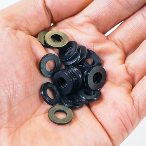 M6 Black Nylon Washers, 6mm ID, 12mm OD, 1.2mm Thickness, Plastic Flat Round Washers, 200 Pieces Nylon Washer Hardware Set - size: M6