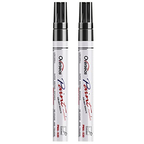 Overseas Black Paint Pens Permanent Markers, 2 Oil Based Paint Makrers - color: Black
