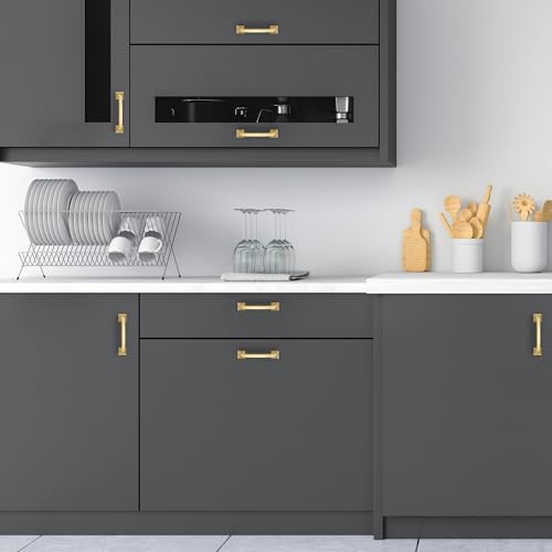 30 Pack Kitchen Cabinet Handles 3-3/4 Inch Brushed Brass Cabinet Pulls - color: Brushed Brass, size: 3-3/4 Inch Hole Centers
