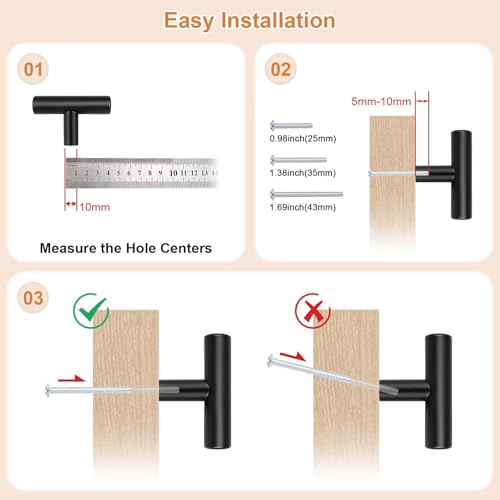 Probrico 30 Pack Length 2inch Matte Black Kitchen Cabinet Knobs,Stainless Steel Dresser Drawer Knob,Euro Style Single Hole Pull Handles for Cupboard and Closet - size: Single Hole: 2 inch