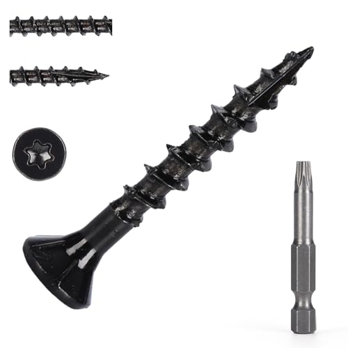 Wood Screws #8 x 1-1/4’’, T25 Star Torx Drive Flat Head Deck Screws, Black, 194Pcs (1lb) - color: Black, size: 8X1-1/4’’