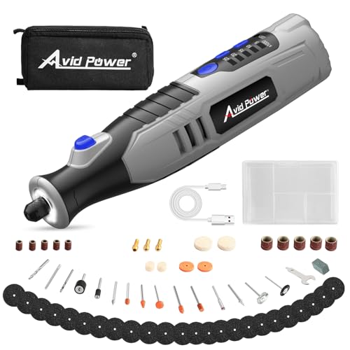 AVID POWER 8V Cordless Rotary Tool 5 Speeds Dog Nail Grinder 4 LED Lights - color: Grey