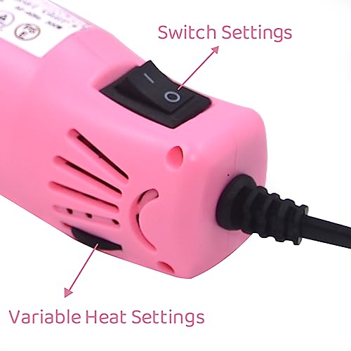 mofa Resin Heat gun,6.6ft Cable 300W Hot Air Gun for Crafting,Acrylic Paint Dryer Multi-Purpose Electric Heating Nozzle (Pink Temp Regulation) - color: Pink Temp Regulation