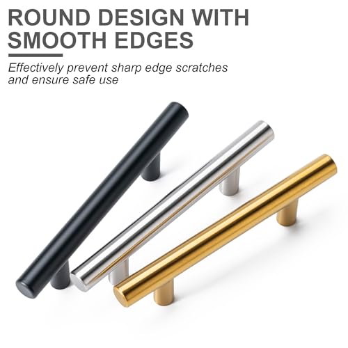 Aegero 10 Pack Cabinet Pulls Matte Black Stainless Cabinet Handles, for Kitchen and Bathroom Cabinets, 5 Inch Length, 3 Inch Hole Center - color: Black