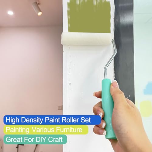 11 Pack Paint Roller Kit, 4 Inch Roller Covers with Frame & Tray - size: 4 Inch