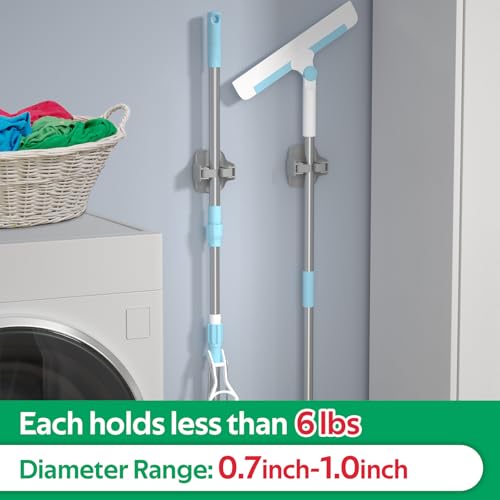 reliahom Broom Holder Wall Mount Mop Grippers organizer wall hanging, 3Pack - color: Gray, size: 3 Pack 1Rack