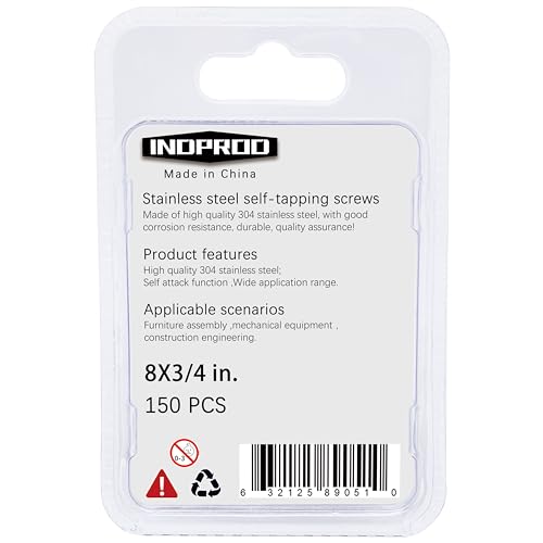 #8 × 3/4" Flat Head Phillips Wood Screw, Stainless Steel 304 (18-8), Self Drilling Sheet Metal Screws, Self Tapping Screw, #8 × 3/4-Inch, 150Pcs - color: Stainless Steel Screws, size: #8 x 3/4"
