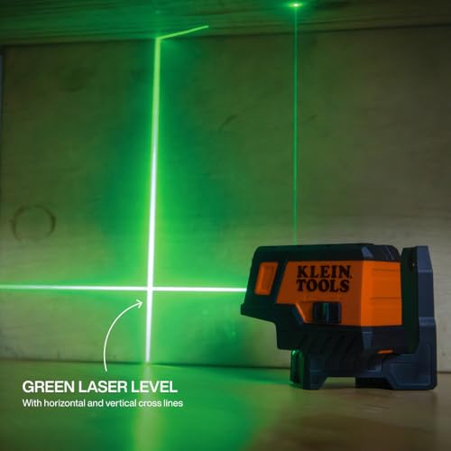 Klein Tools 93MCLPG Compact Self-Leveling Laser Level with Plumb Spot, Bright Green Cross Line, 75-Foot Range, Laser Class 2, Power Output <1mW, Magnetic Mount - style: Cross-Line