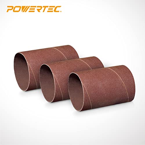 POWERTEC 11215 4.5 Inch Sanding Sleeves for Spindle Sander | 120 Grit | Aluminum Oxide Sandpaper Diameter 3 Inch (Pack of 3) - style: 4-1/2" x 3" 120 Grit Sanding Sleeves (3pk)