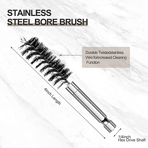 MAXMAN Wire Brush for Drill 6Pcs, Stainless Twisted Bristles, 1/4"Hex Shank