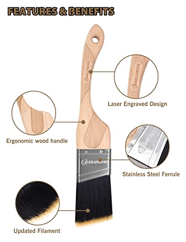 ROLLINGDOG 2.5 Inch Angled Paint Brush - color: 2.5" Stiff Bristles(pack of 1)