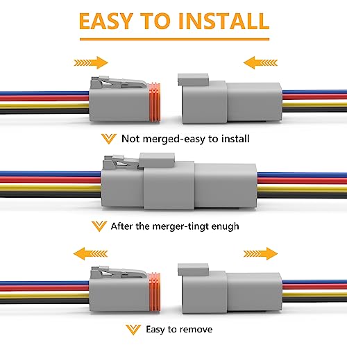 Newdeli Deutsch 4 Pin Connector Kit Waterproof Electrical Connector 16 AWG Male and Female Automotive Wire Connectors for Car Truck Boat, Dt Connector 6 Sets - size: DT Connector 6 Sets 4 Pin