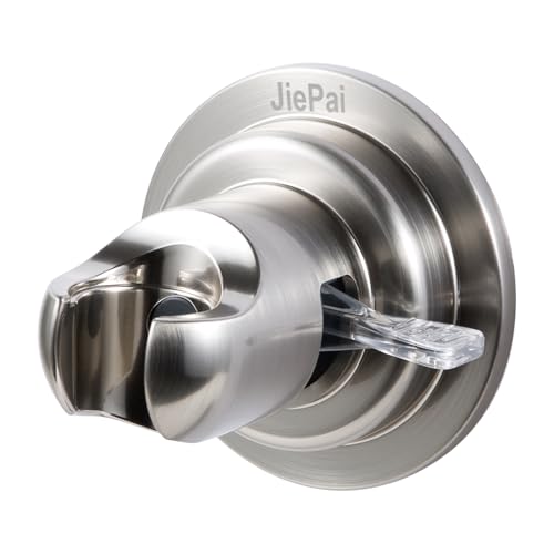 JiePai Suction Cup Shower Head Holder for Handheld Shower,Brushed Nickel | Suction cup holder,No-drill wall mount,fits 3/4 handheld,Works on tile glass metal,Removable,For bathroom/RV - color: Holder-Brushed Nickel