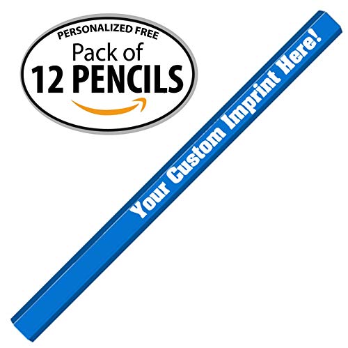 Express Pencils Bright Blue Custom Carpenter Pencil Personalized with your Name, Logo or Message - Pack of 12 - USA Made (Bright Blue) - color: Bright Blue