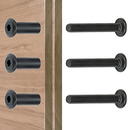 40 Sets Black Furniture Connector Bolts M6x40mm Binding Screws for Wood - color: M6x40mm-Black-D