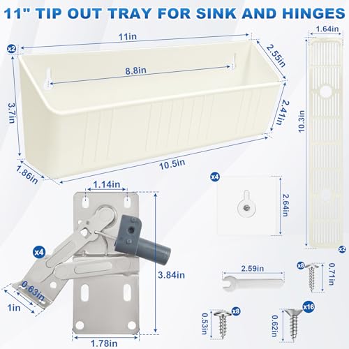 11" Tip-Out Plastic Sink Trays + Steel LD-0220-50SC Soft Close Pivot Hinges