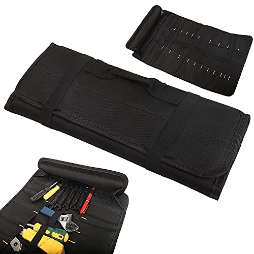 Canvas Roll Up Tool Bag Organizer Pouch for Wrenches & Screwdrivers - color: 1pc Black