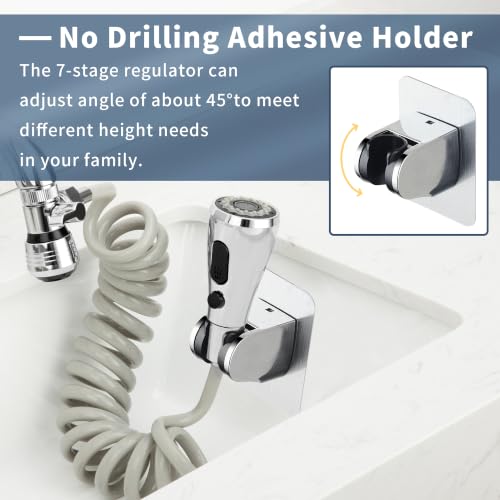 CECEFIN Kitchen Sink Sprayer Hose Attachment for Faucet, 79" Recoil Hose - color: F- Grey- ON/OFF Pause Sprayer