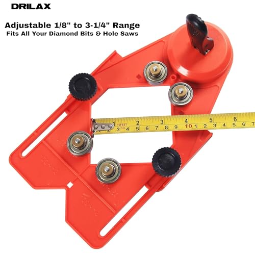 Drilax Adjustable Diamond Drill Guide with Suction Base 1/8 to 3-1/4 Inch