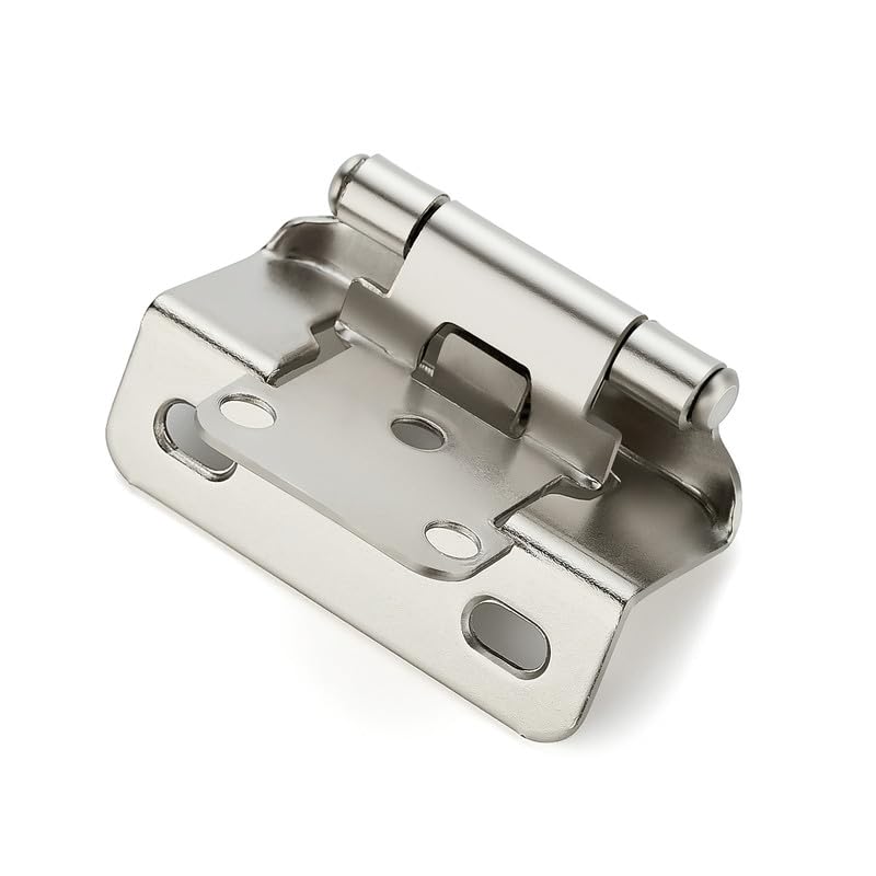 Ravinte Satin Nickel Semi-Overlay 1/2 inch Self-Closing Hinges, 10 Pack - color: Satin Nickel