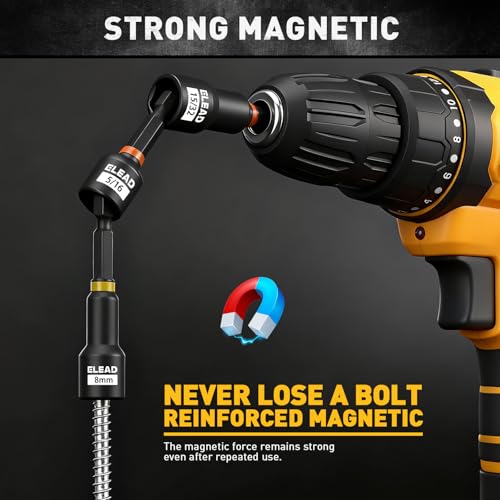 58-Piece Magnetic Impact Nut Driver Set, Metric & SAE Mini Combination Wrench Set, Impact Socket Adapter, 3LBS Magnetic Pickup Tool, Wing Nut Driver, Universal Socket, 1/4'' Quick-change Bit Extension - style: 58-Piece New Version