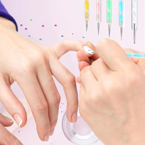 Nail Art Brush 22-Piece Set, 2-Way Acrylic Silicone Engraving Pen Dotting Pen Tools Nail Art Kit, Resin Nail Art Palette, For Nail Art DIY Home Salon Makeup Display Board (Blue) - color: blue