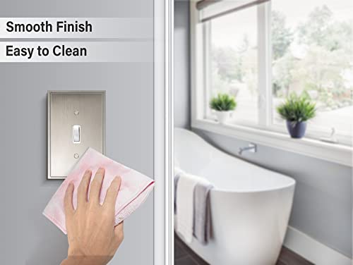 Henne Bery Soft Modern Decorative Wall Plate Switch Plate Outlet Cover (Single Toggle 3PK, Satin Nickel) - style: Single Toggle 3PK